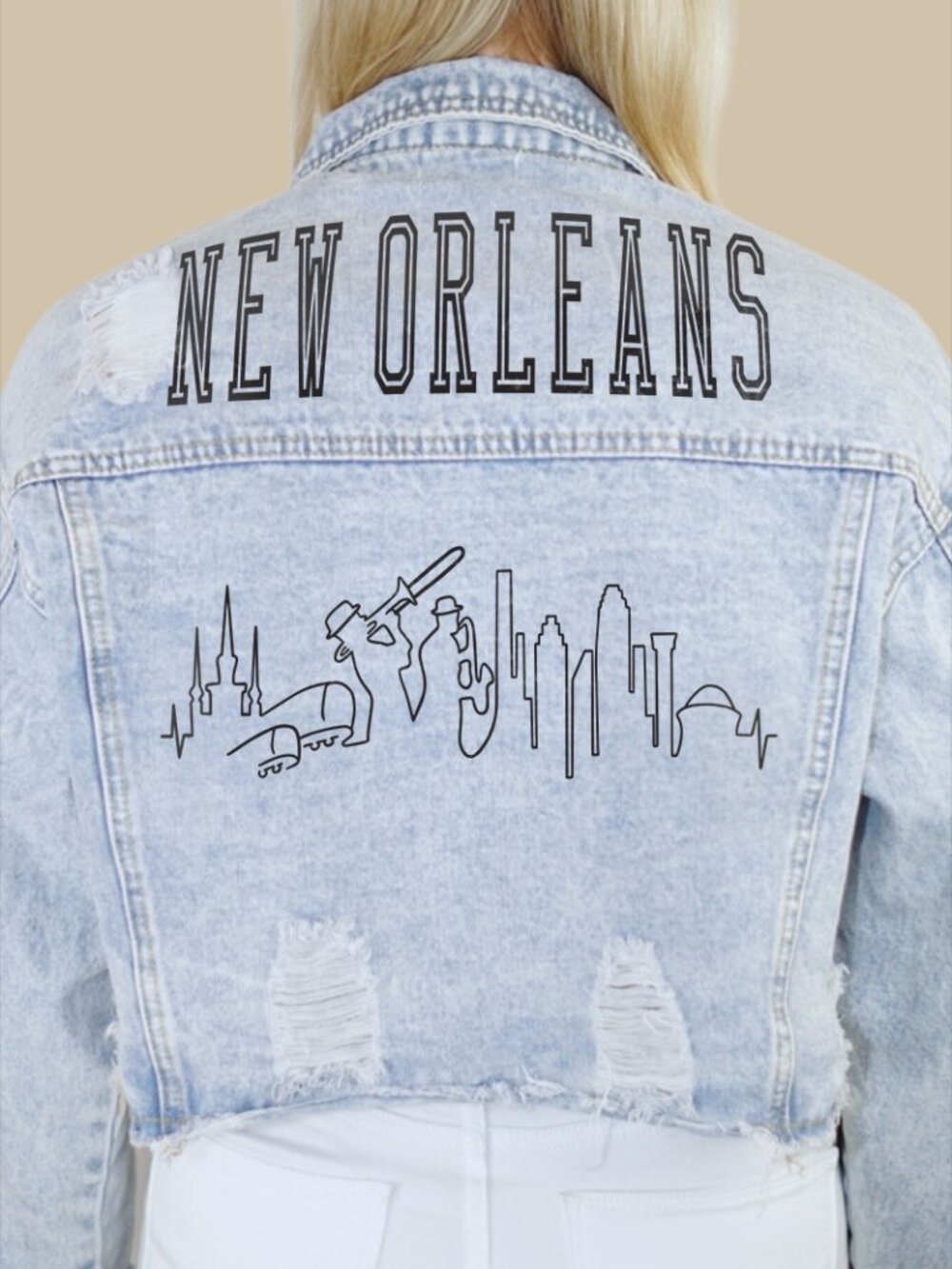 New Orleans City Skyline Denim Jacket